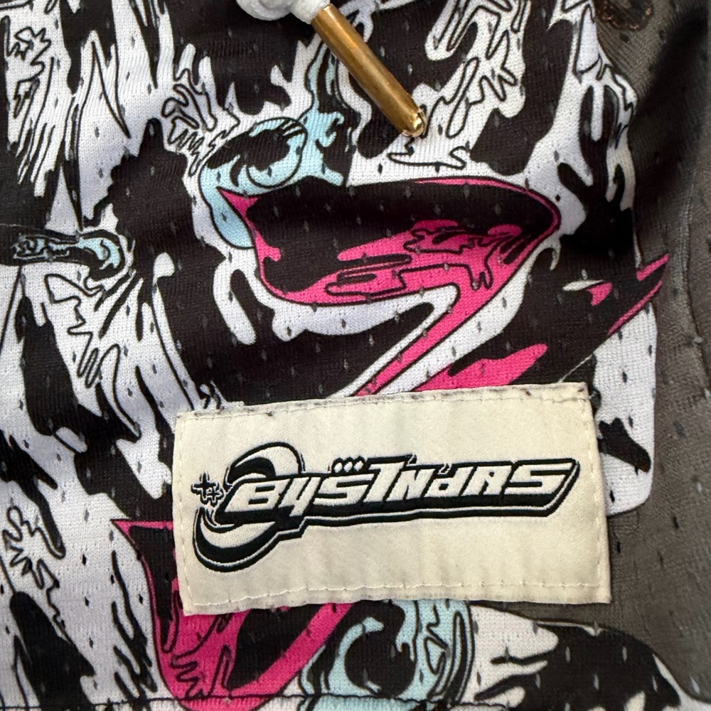 Bystanders Graphic Mesh Shorts Streetwear Flames “Your Soul Is Mine” Size XL - Picture 5 of 7